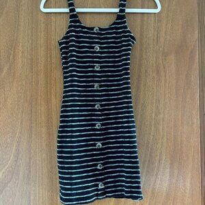 Aeropostale Black and White Striped Button-Front Bodycon Dress - XS (Like New)